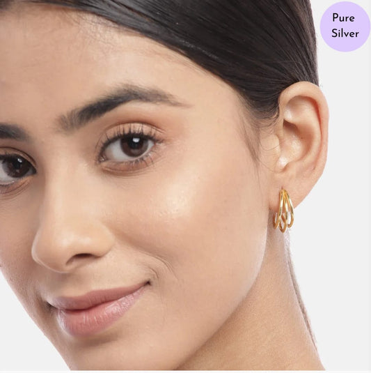 Triple Radiance Hoops Gold Plated 925 Sterling Silver Hoops
