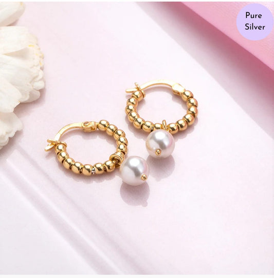 Solitaire Pearl Delight Drop Gold Plated Earring