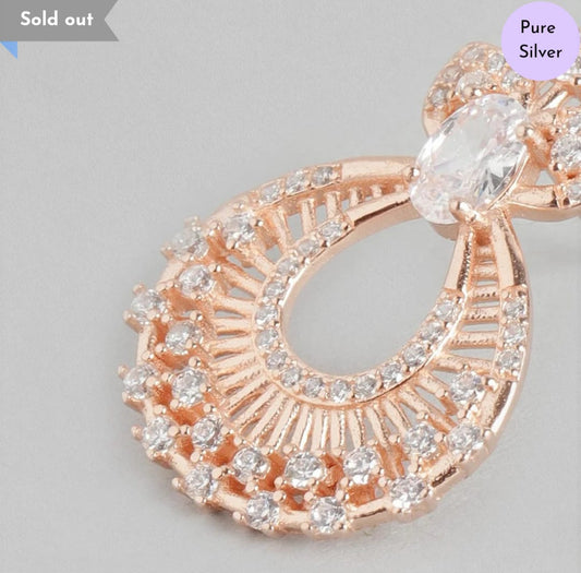 Celestial Rose Chandbali Gold Plated 925 Sterling Silver Earring