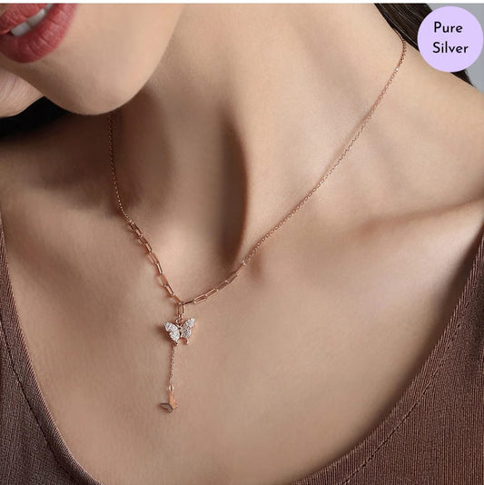 Enchanted Wings Gold Plated 925 Sterling Silver Drop Necklace