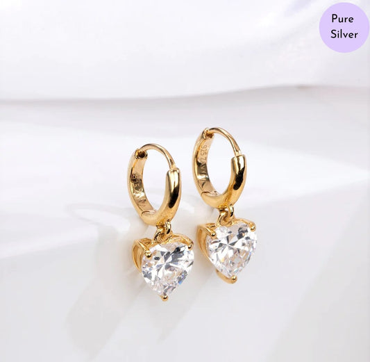 Heart's Glow Gold Plated 925 Silver Earrings