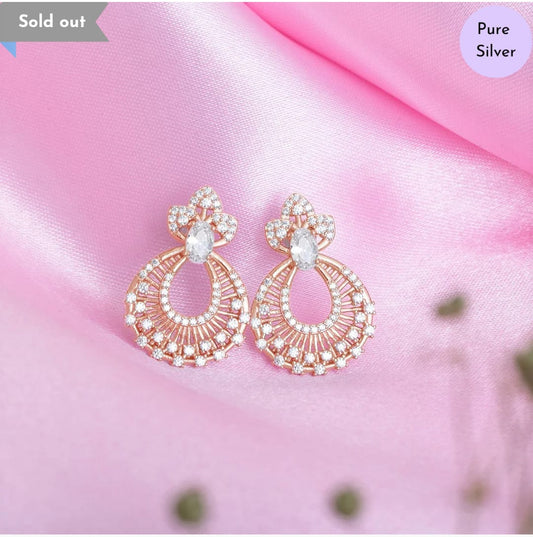Celestial Rose Chandbali Gold Plated 925 Sterling Silver Earring