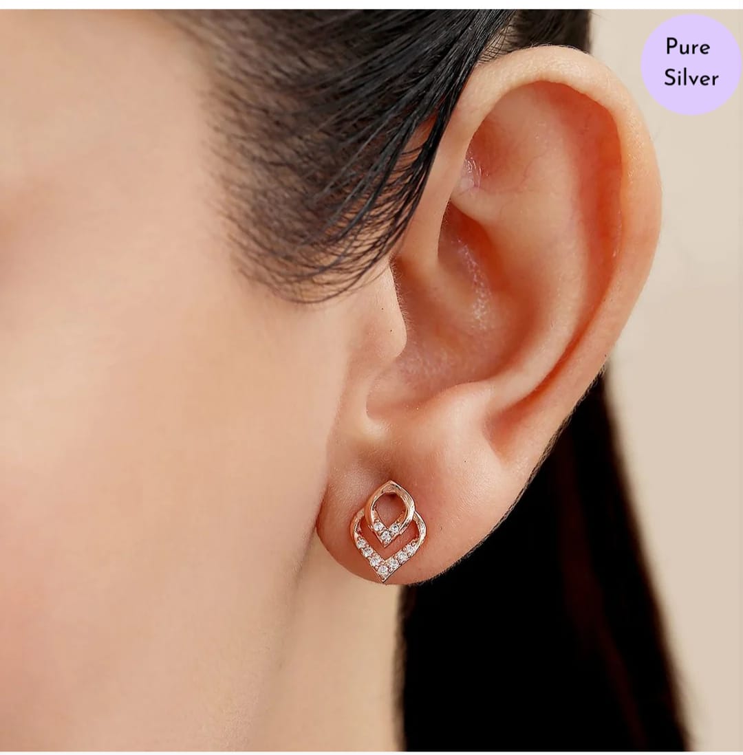 Rose Gold Symphony golden Plated 925 Sterling Silver Earrings