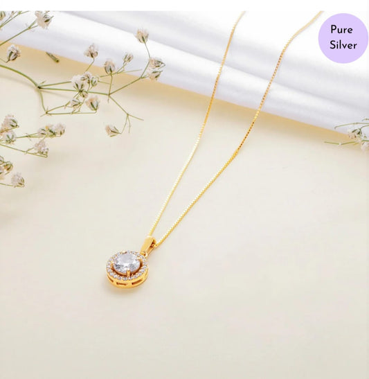 Golden Grace Gold Plated 925 Sterling Silver Pendant with Box Chain