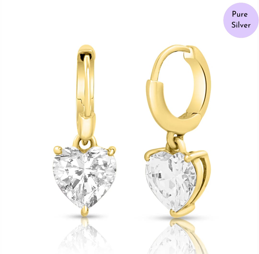 Heart's Glow Gold Plated 925 Silver Earrings