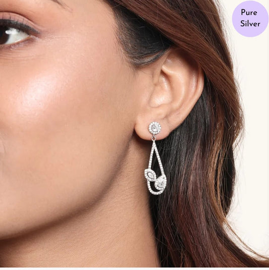 Radiant Nature Stud Rhodium Plated 925 Sterling Silver Leaf Stud Earrings