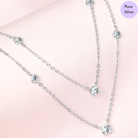 Sleek Layers Rhodium Plated 925 Silver Necklace