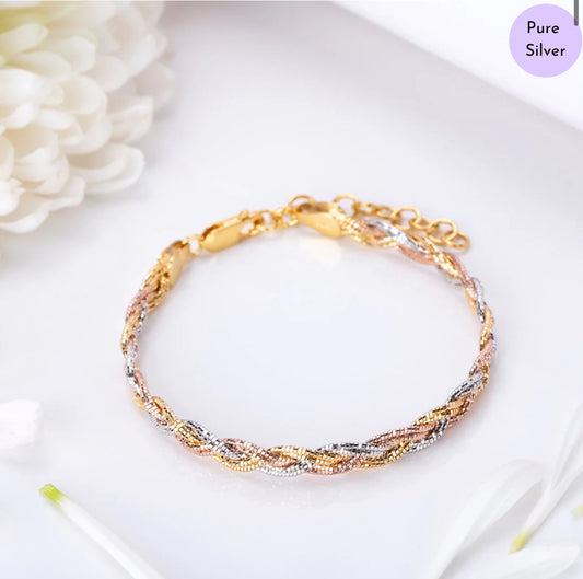 Tricolor Embrace 925 Silver Weave Bracelet