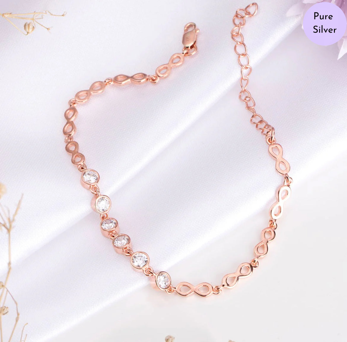 Infinity Bliss Rose Gold Plated 925 Silver Bracelet