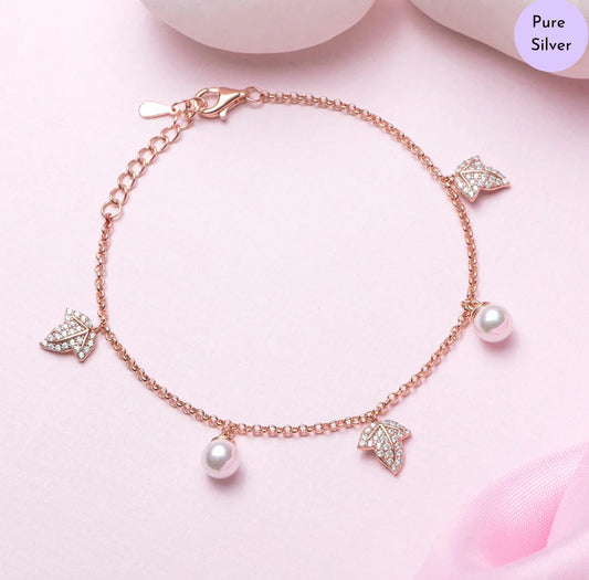 Pearl Whispers Rose Plated 925 Silver Bracelet