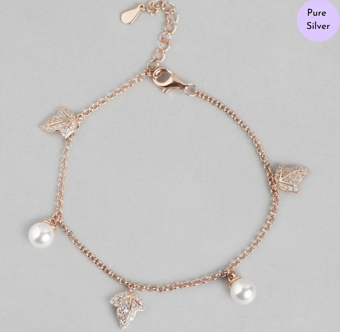 Pearl Whispers Rose Plated 925 Silver Bracelet