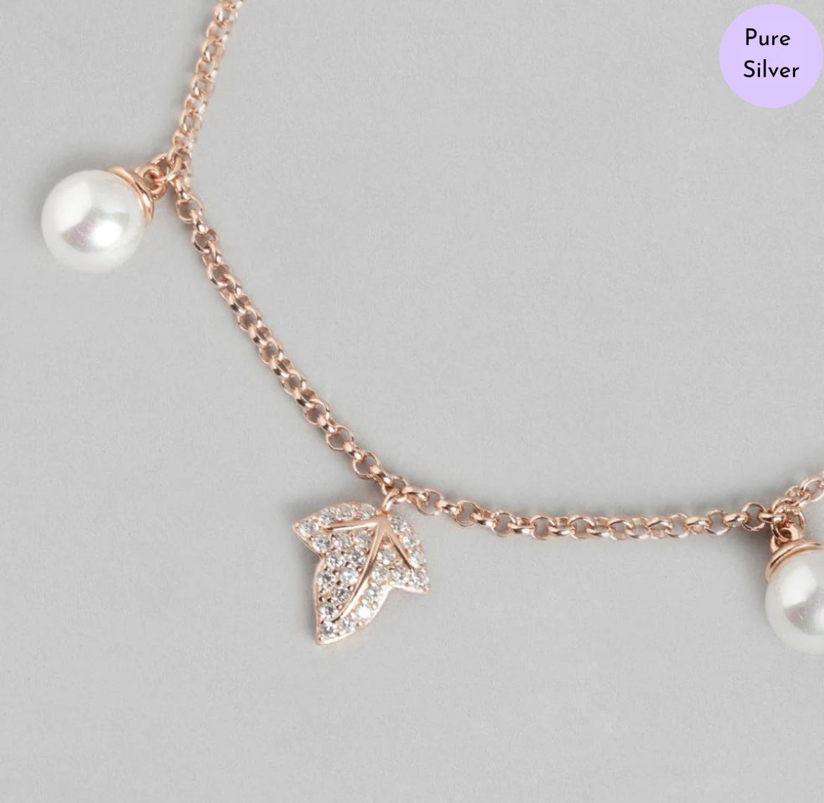 Pearl Whispers Rose Plated 925 Silver Bracelet