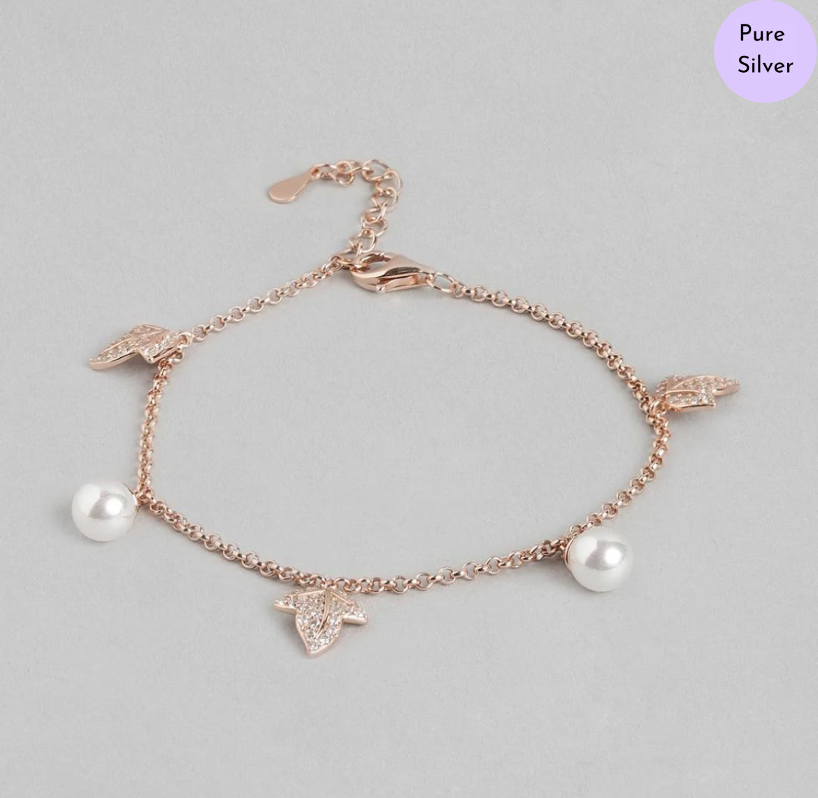 Pearl Whispers Rose Plated 925 Silver Bracelet