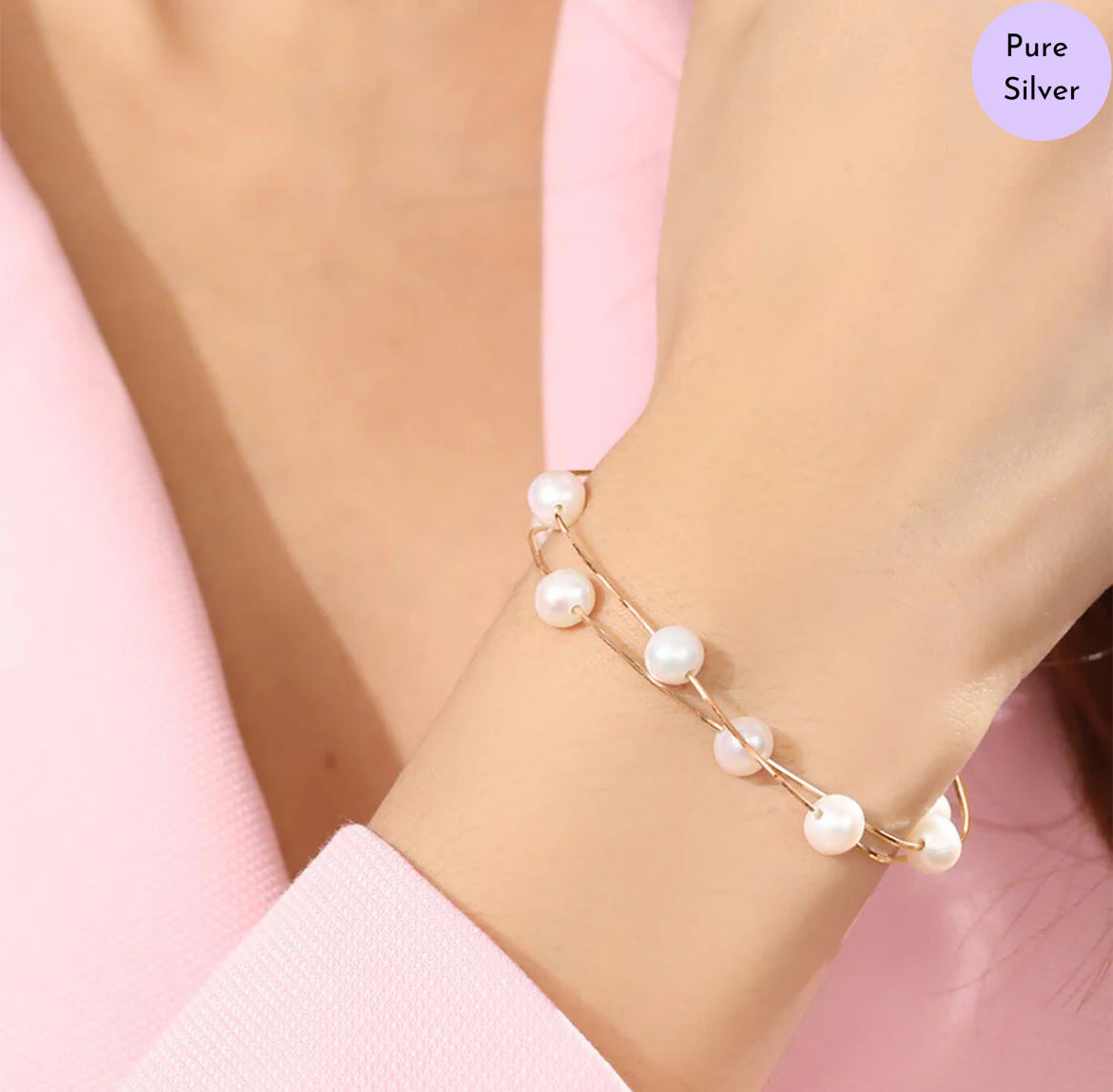 Ocean Whisper Rose Gold 925 Silver Bracelet