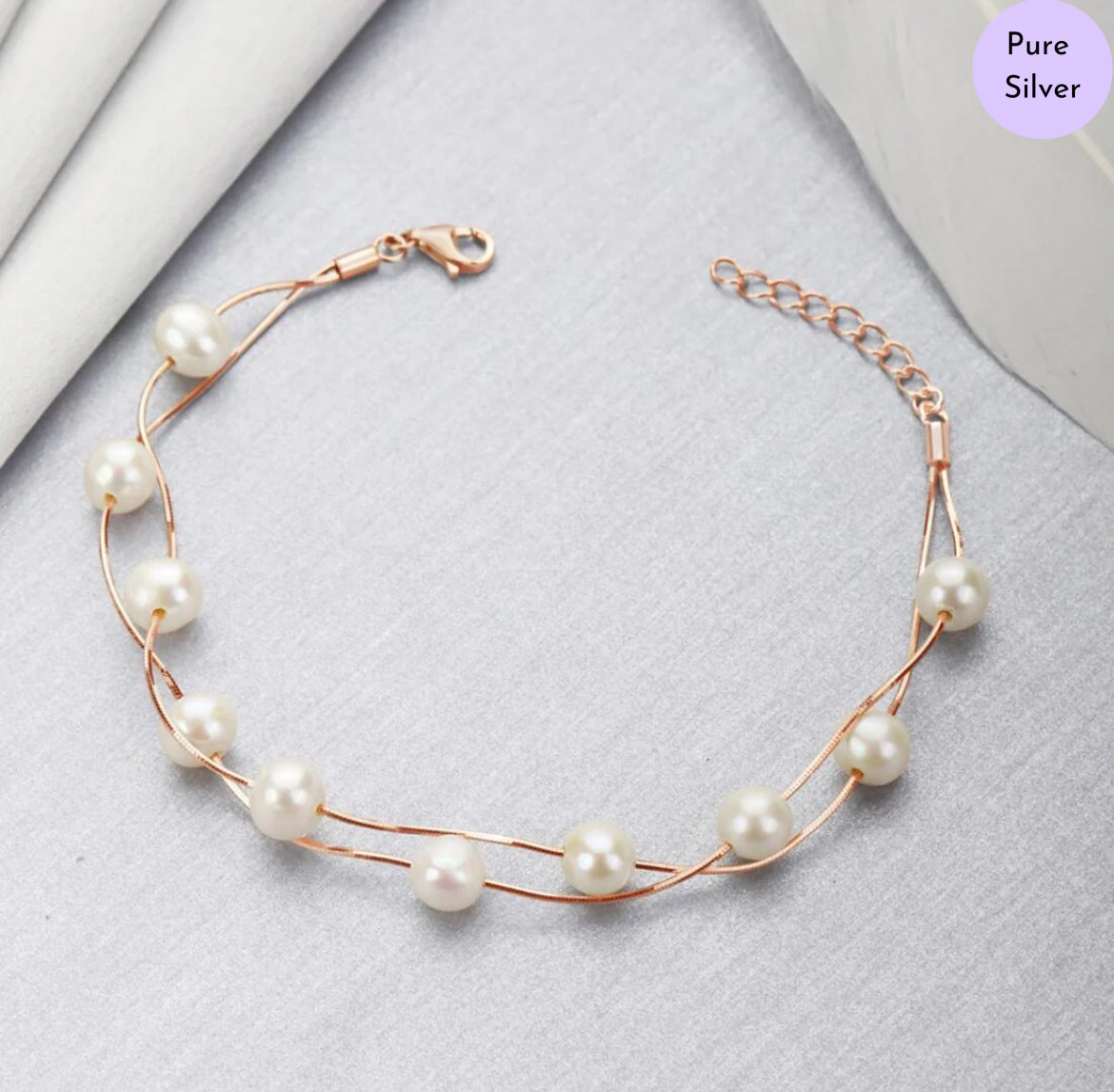 Ocean Whisper Rose Gold 925 Silver Bracelet