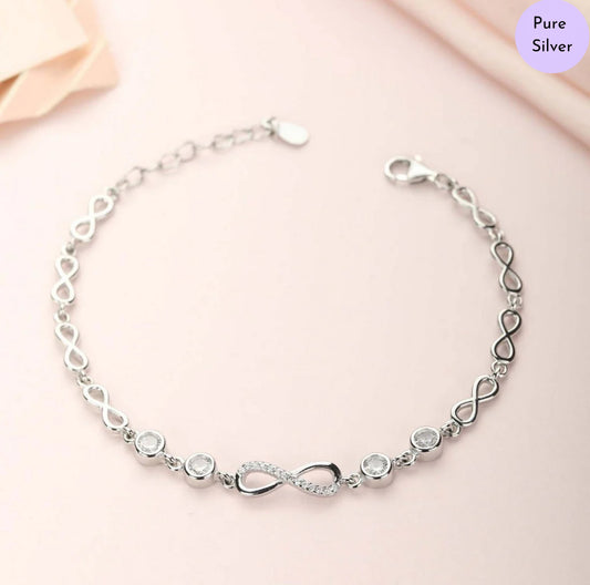 Forever Shining Rhodium plated CZ 925 Silver Bracelet