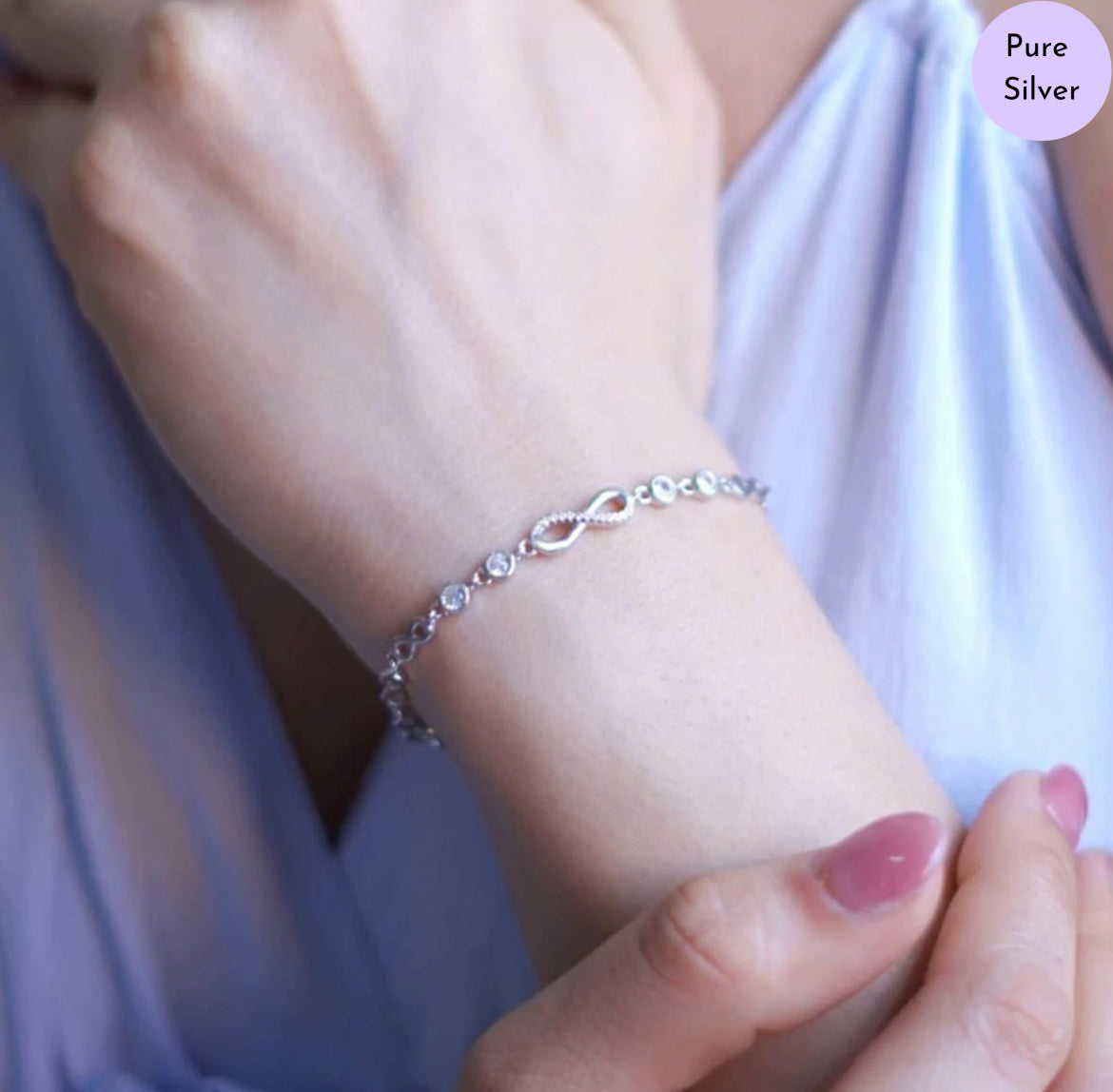 Forever Shining Rhodium plated CZ 925 Silver Bracelet