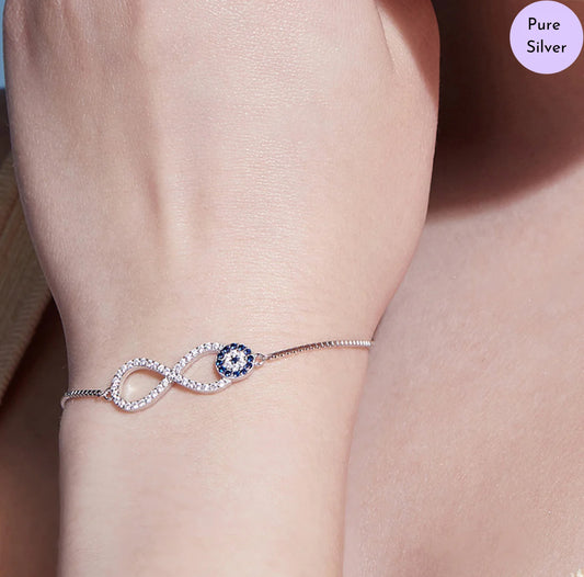 Luminous Eye Rhodium Plated 925 Silver Bracelet