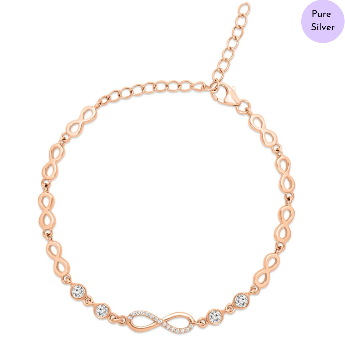 Rose Gold Continuum 925 Silver Rose Gold Plated Bracelet