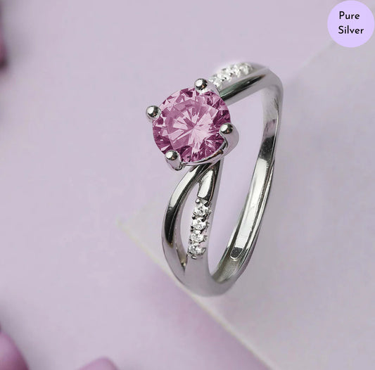 Luminous Grace Rhodium Plated 925 Sterling Silver Ring