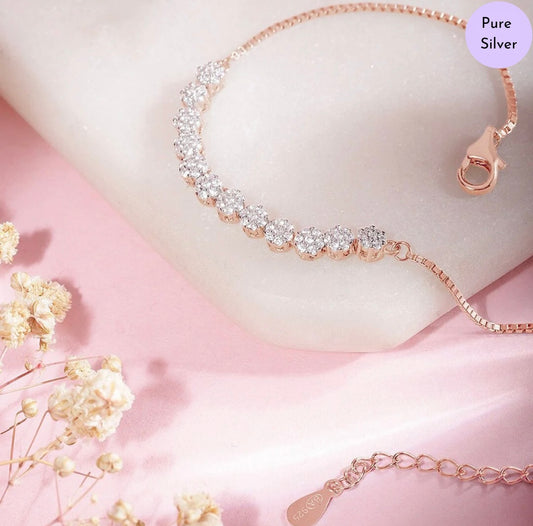 Glittering Grace Rose Gold 925 Silver Bracelet