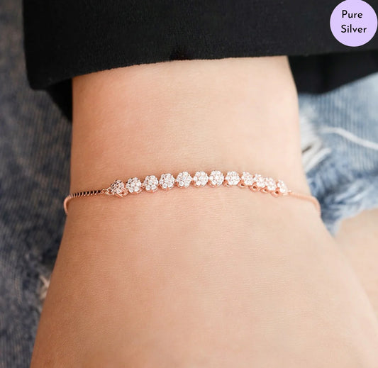 Glittering Grace Rose Gold 925 Silver Bracelet