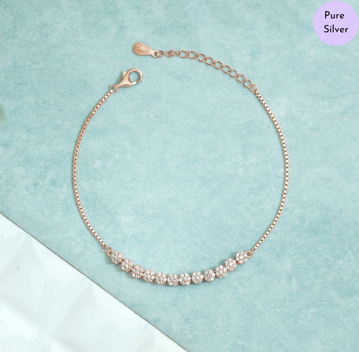 Glittering Grace Rose Gold 925 Silver Bracelet