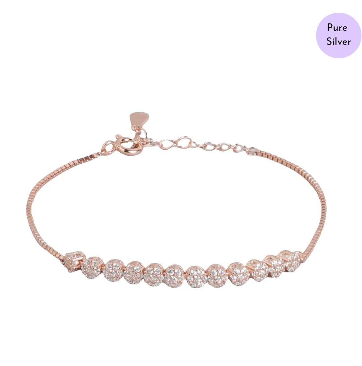 Glittering Grace Rose Gold 925 Silver Bracelet