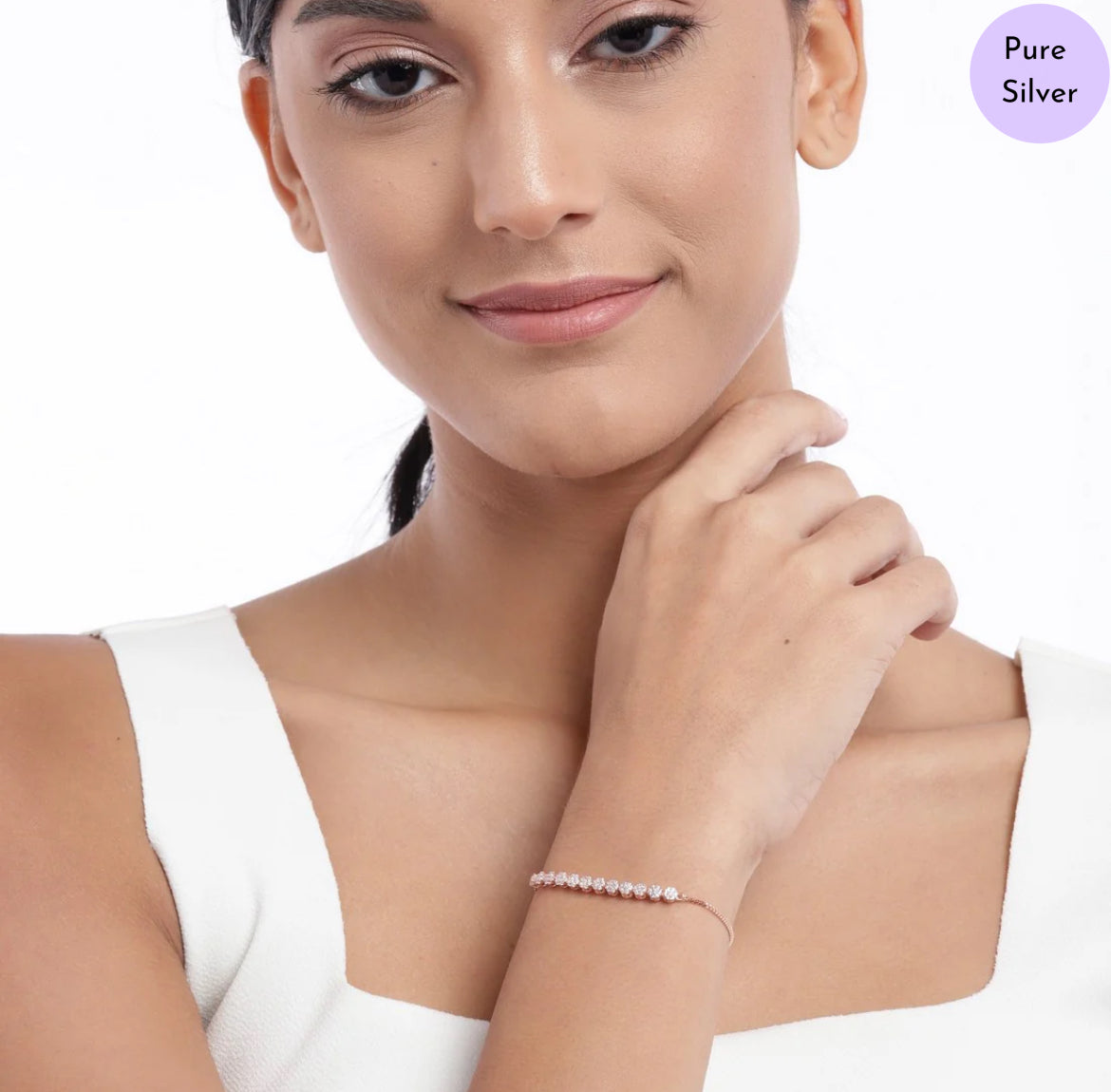Glittering Grace Rose Gold 925 Silver Bracelet