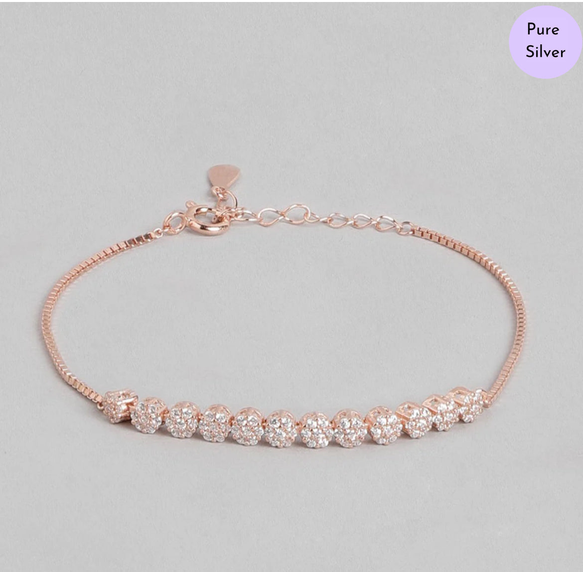 Glittering Grace Rose Gold 925 Silver Bracelet