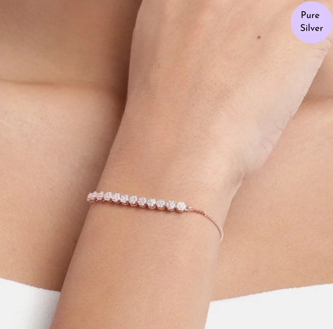 Glittering Grace Rose Gold 925 Silver Bracelet