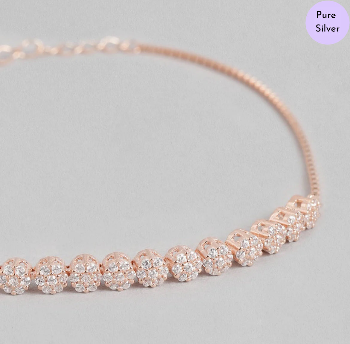 Glittering Grace Rose Gold 925 Silver Bracelet