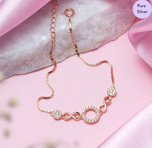 Celestial Circles Rose Gold-Plated 925 Silver Bracelet with Cubic Zirconia