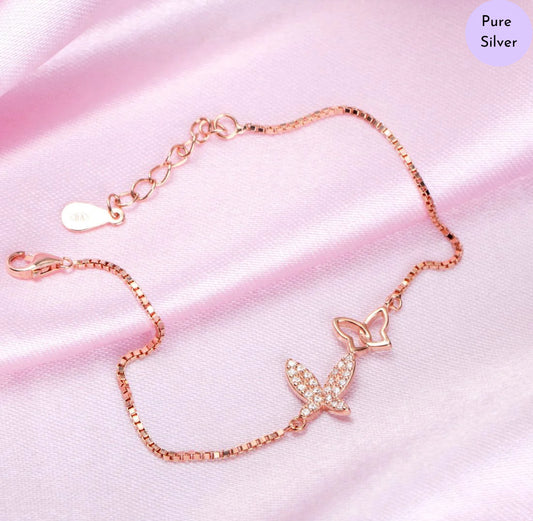 Serene Wings Rose Gold Plated 925 Silver Bracelet