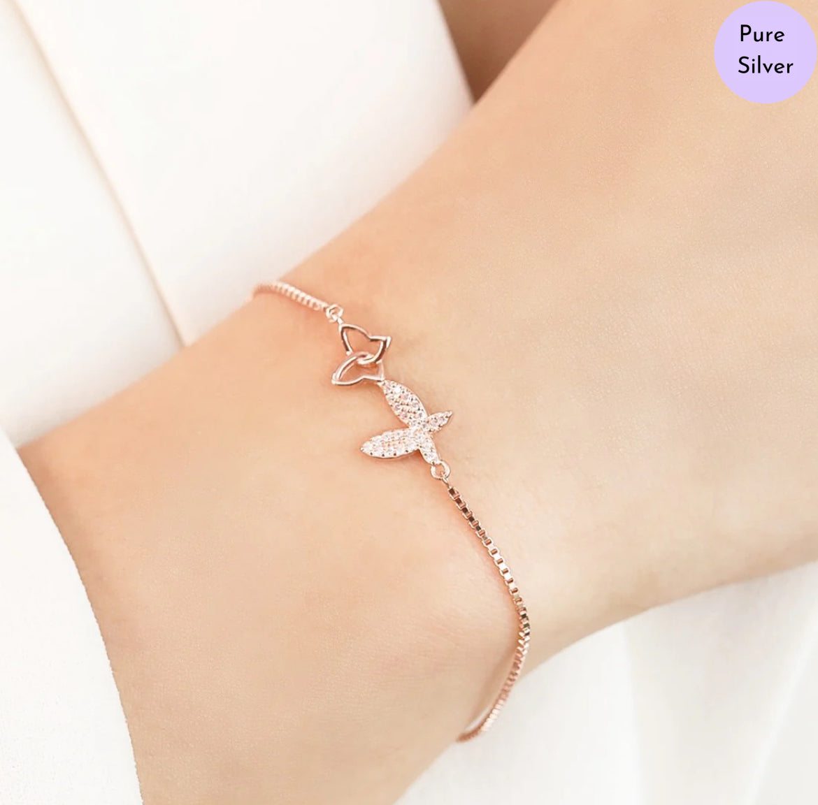Serene Wings Rose Gold Plated 925 Silver Bracelet
