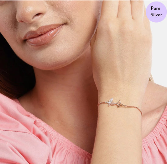 Serene Wings Rose Gold Plated 925 Silver Bracelet