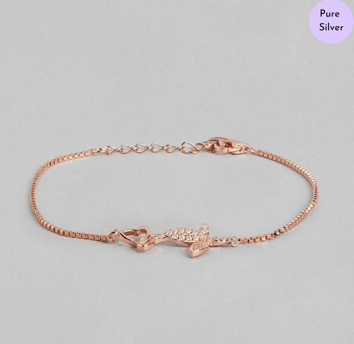 Serene Wings Rose Gold Plated 925 Silver Bracelet