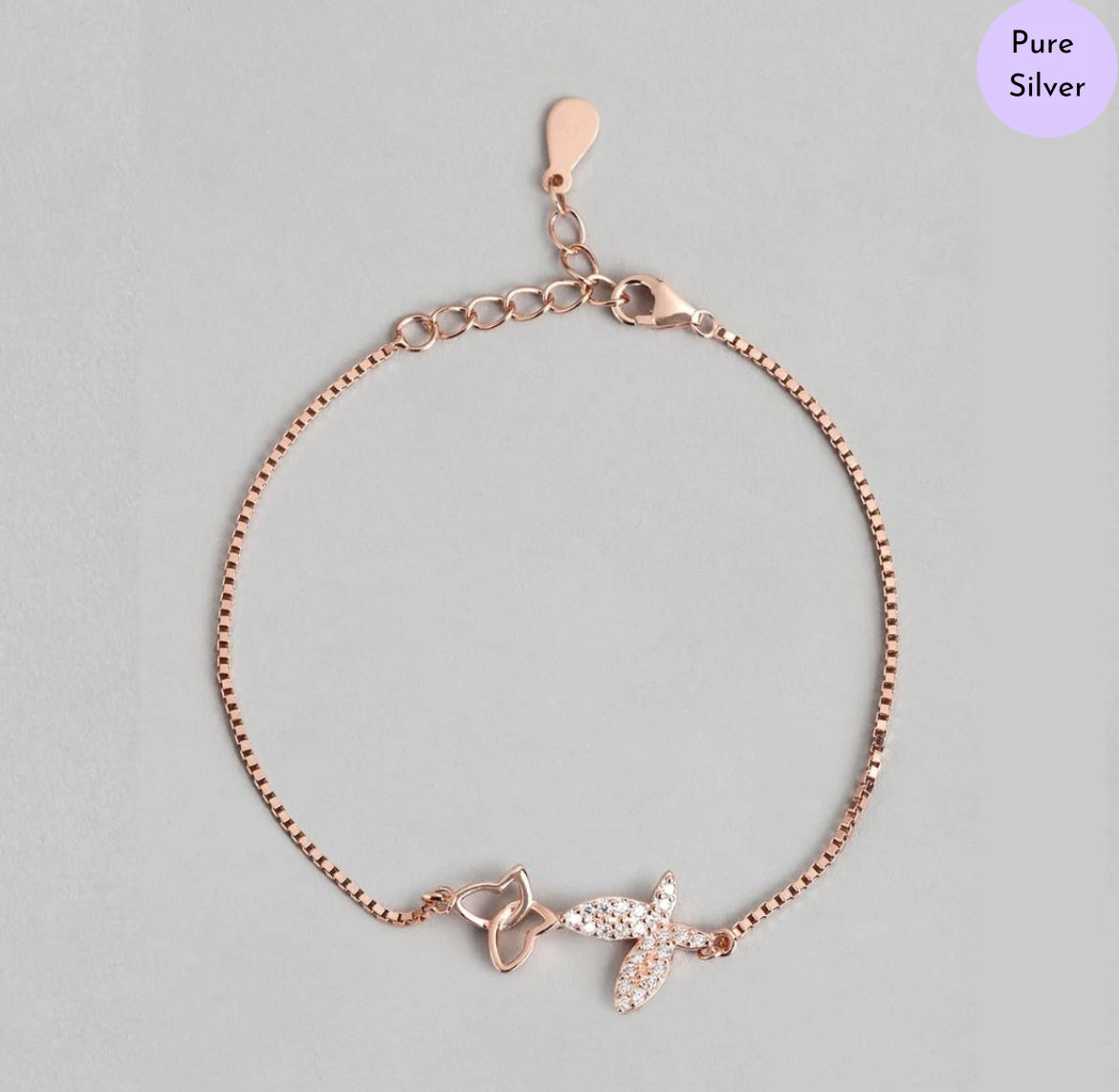 Serene Wings Rose Gold Plated 925 Silver Bracelet
