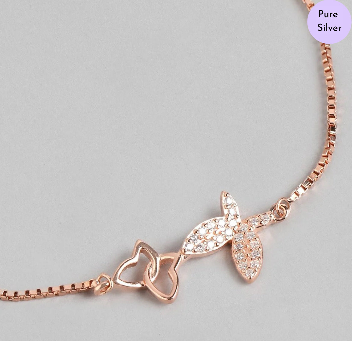 Serene Wings Rose Gold Plated 925 Silver Bracelet