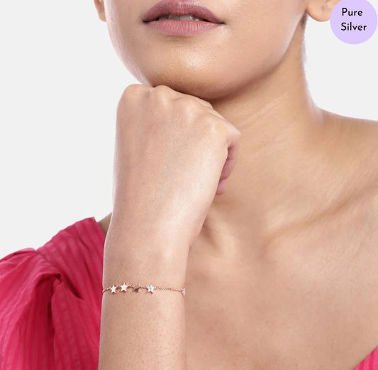 Crimson Luster Rose Gold-Plated 925 Silver Bracelet