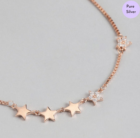 Crimson Luster Rose Gold-Plated 925 Silver Bracelet
