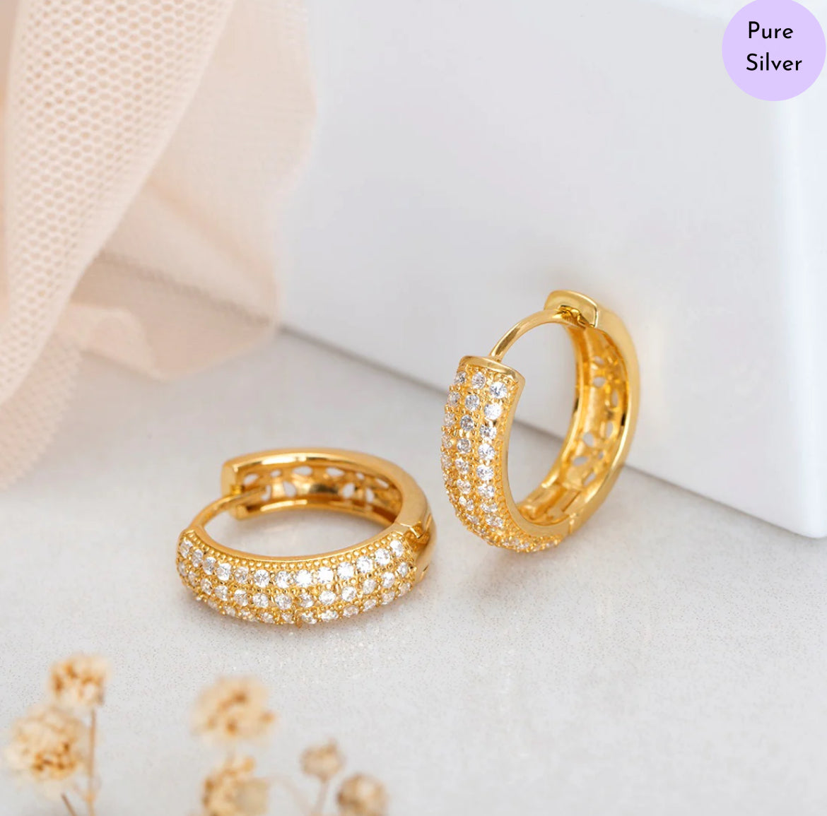 Sunlit Hoops Gold-Plated 925 Silver Hoop Earrings