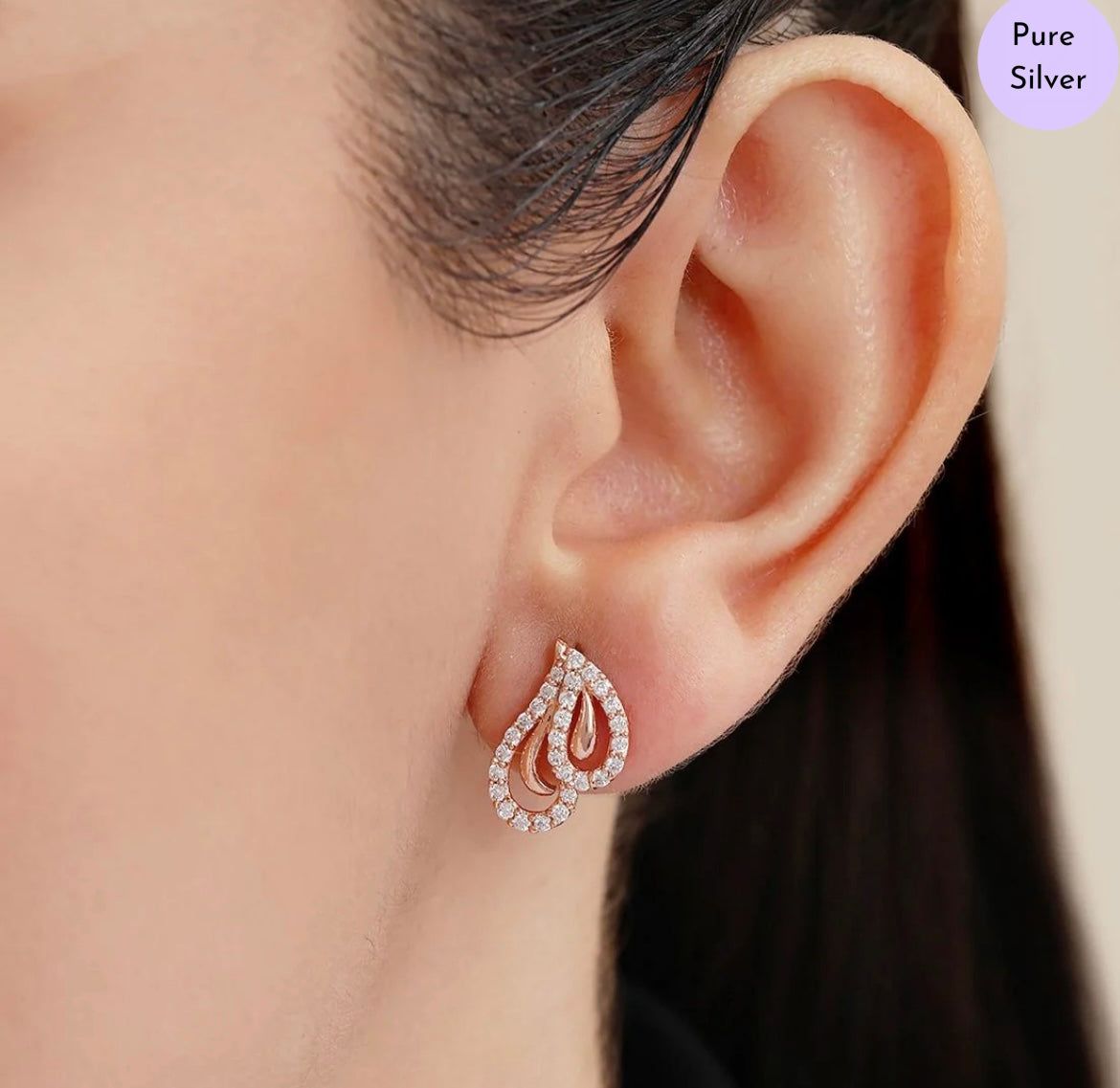 Rose Gold Lustre Rose Gold Plated 925 Silver Earrings