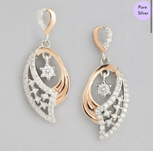 Blooming Duo Radiance Two-Tone Plated Flower Pattern Earrings
