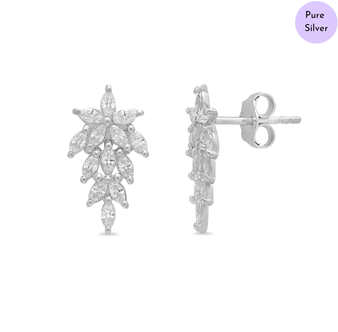 Leafy Elegnace Rhodium-Plated 925 Silver Jewellery Set