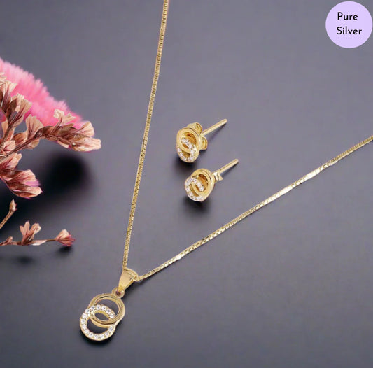 Dual Circles of Grace 925 Silver Jewelry Set with Twin Circles