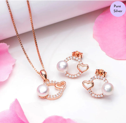 Rosy Melody 925 Silver Rose Gold-Plated Jewelry Set