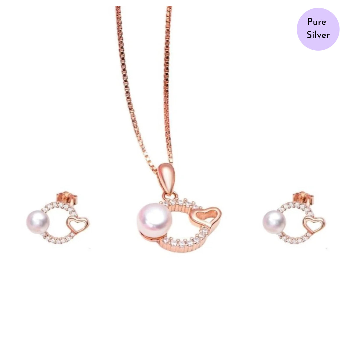Rosy Melody 925 Silver Rose Gold-Plated Jewelry Set