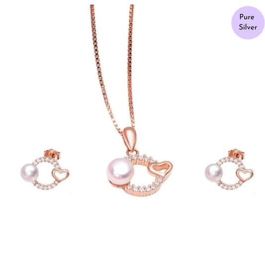 Rosy Melody 925 Silver Rose Gold-Plated Jewelry Set