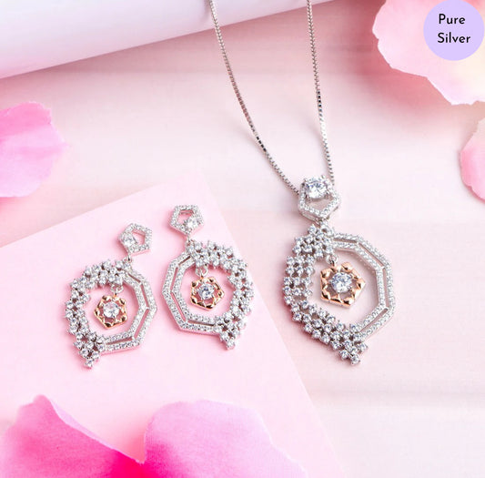 Brilliance in Balance Dual Tone-Plated 925 Silver Jewelry Set